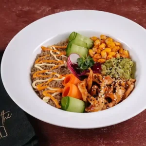 Teriyaki Chicken & Corn-guac Quinoa Poke